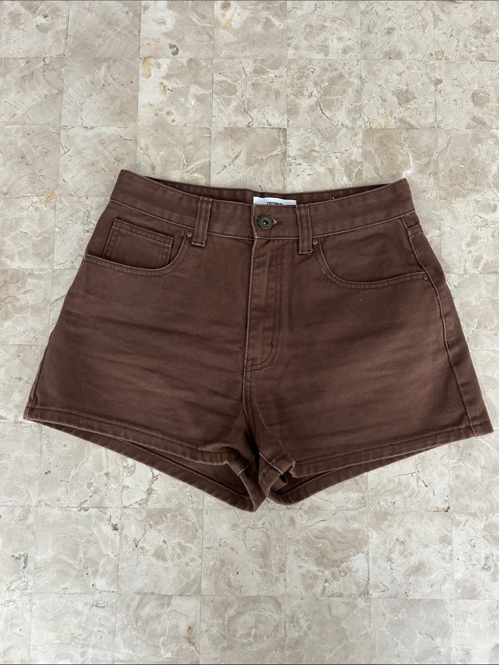 Cotton On High Rise Mom Shorts Denim Brown Zipper Fly Women’s Size 6 NWOT